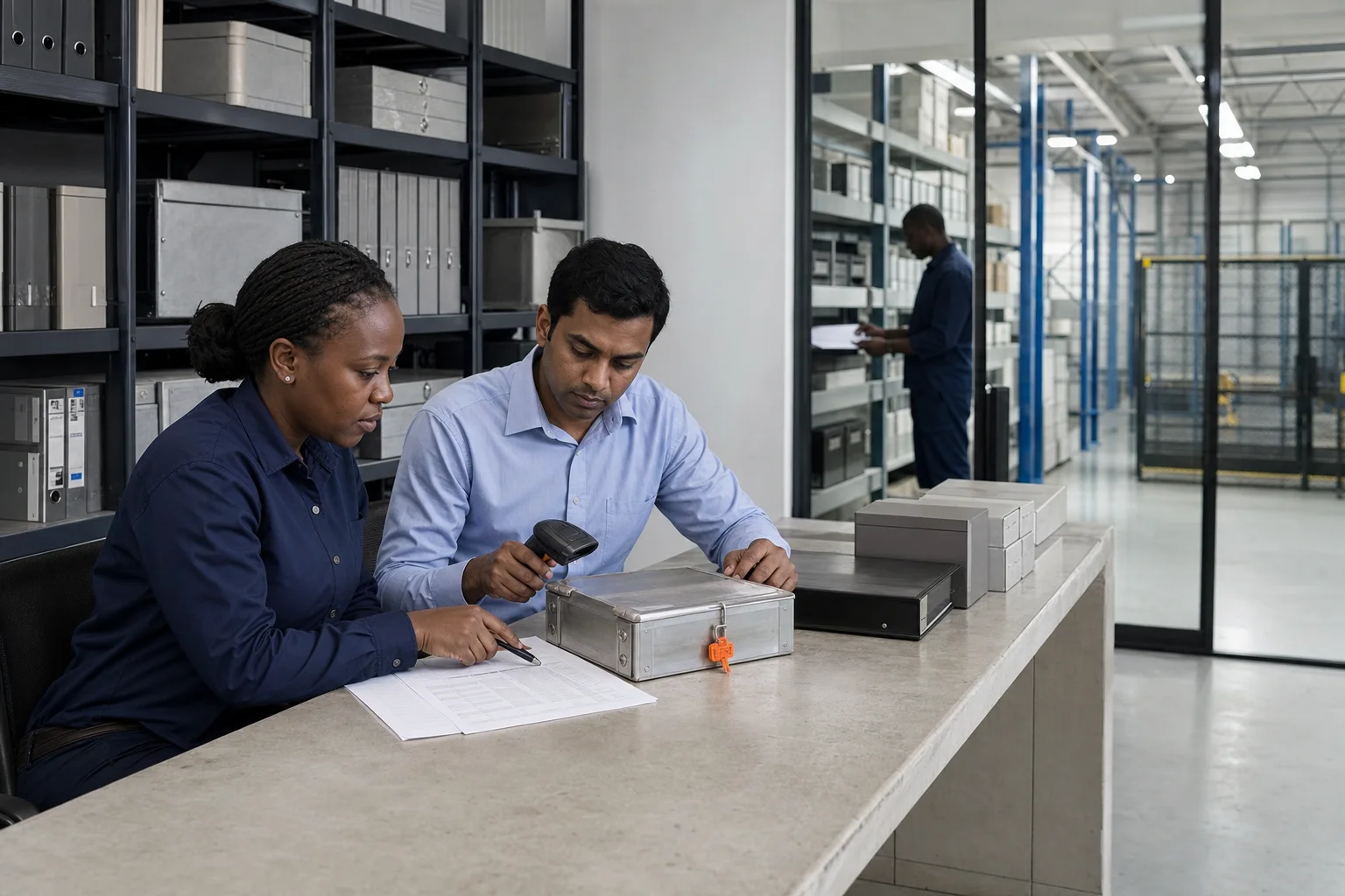 Wealth advisors reviewing a long-horizon mandate ledger