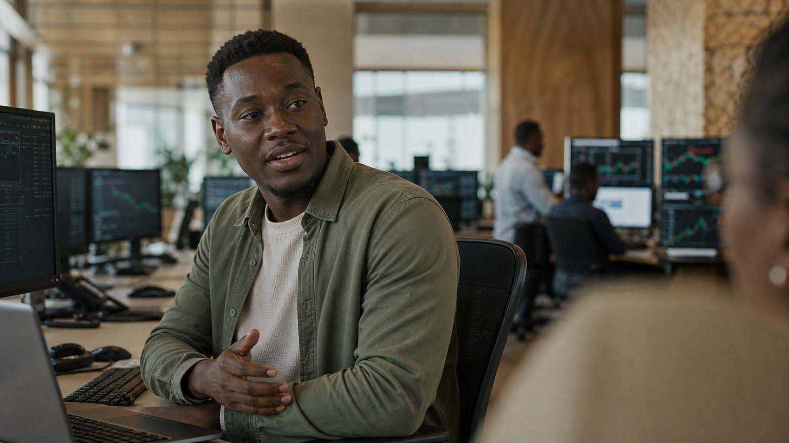 African Commodities Analyst in a Market Operations Room