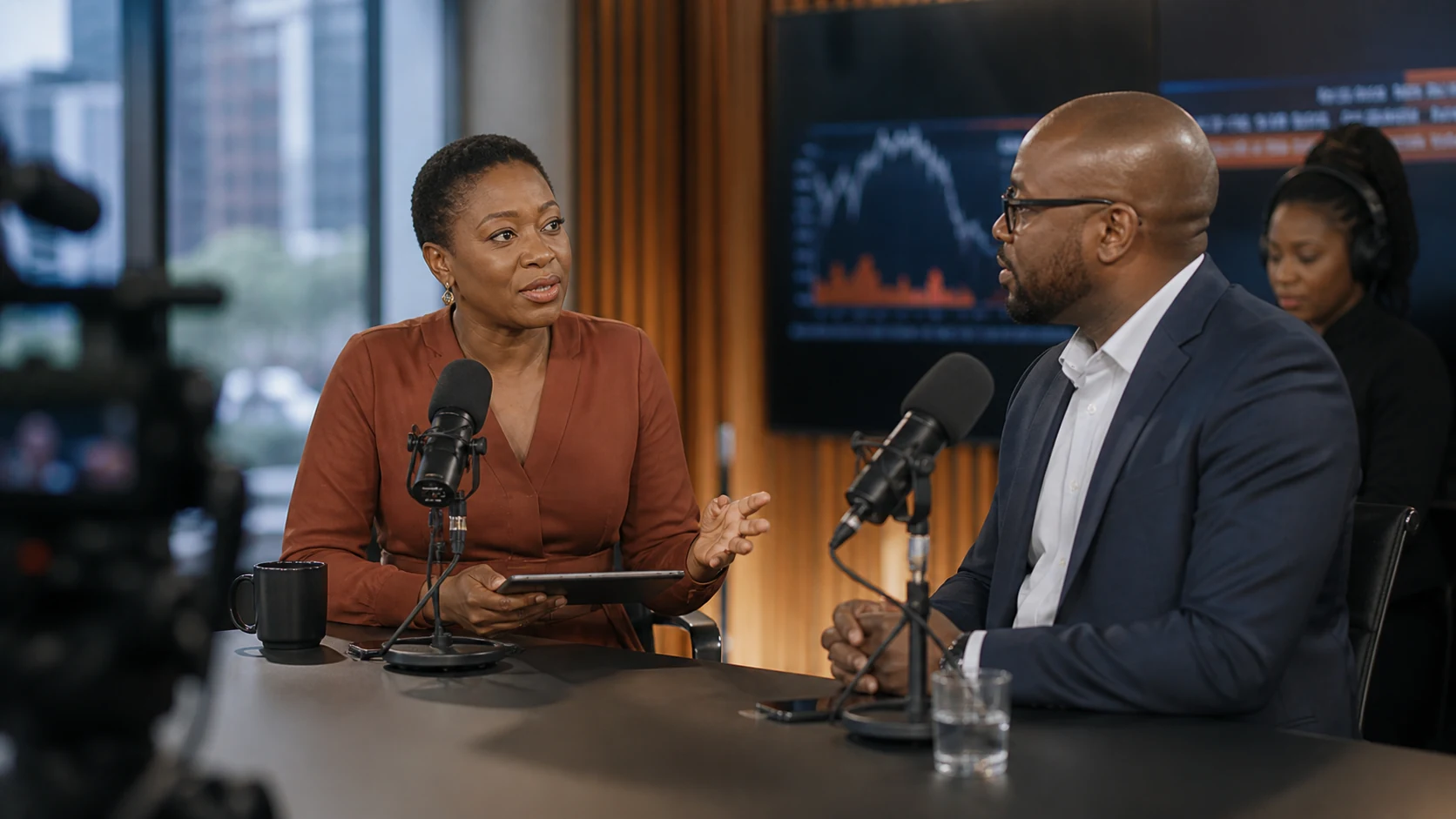 African Exchange Executive in an Authoritative Financial News Interview