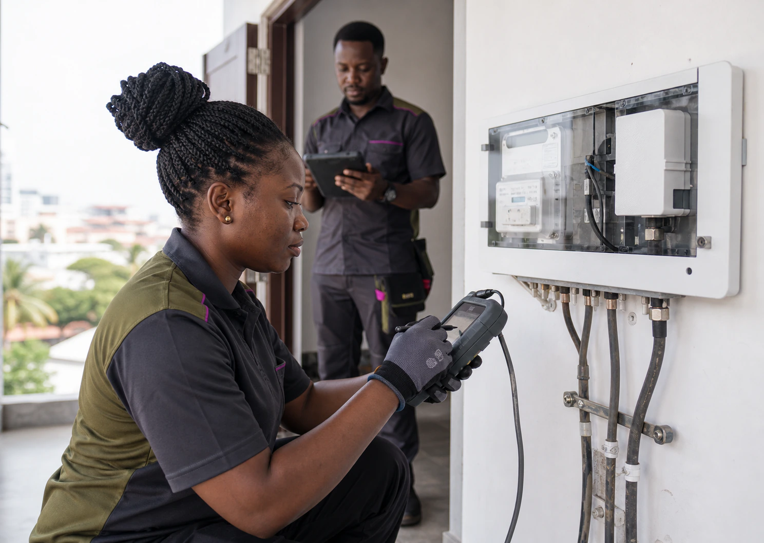 Residential service engineer at work