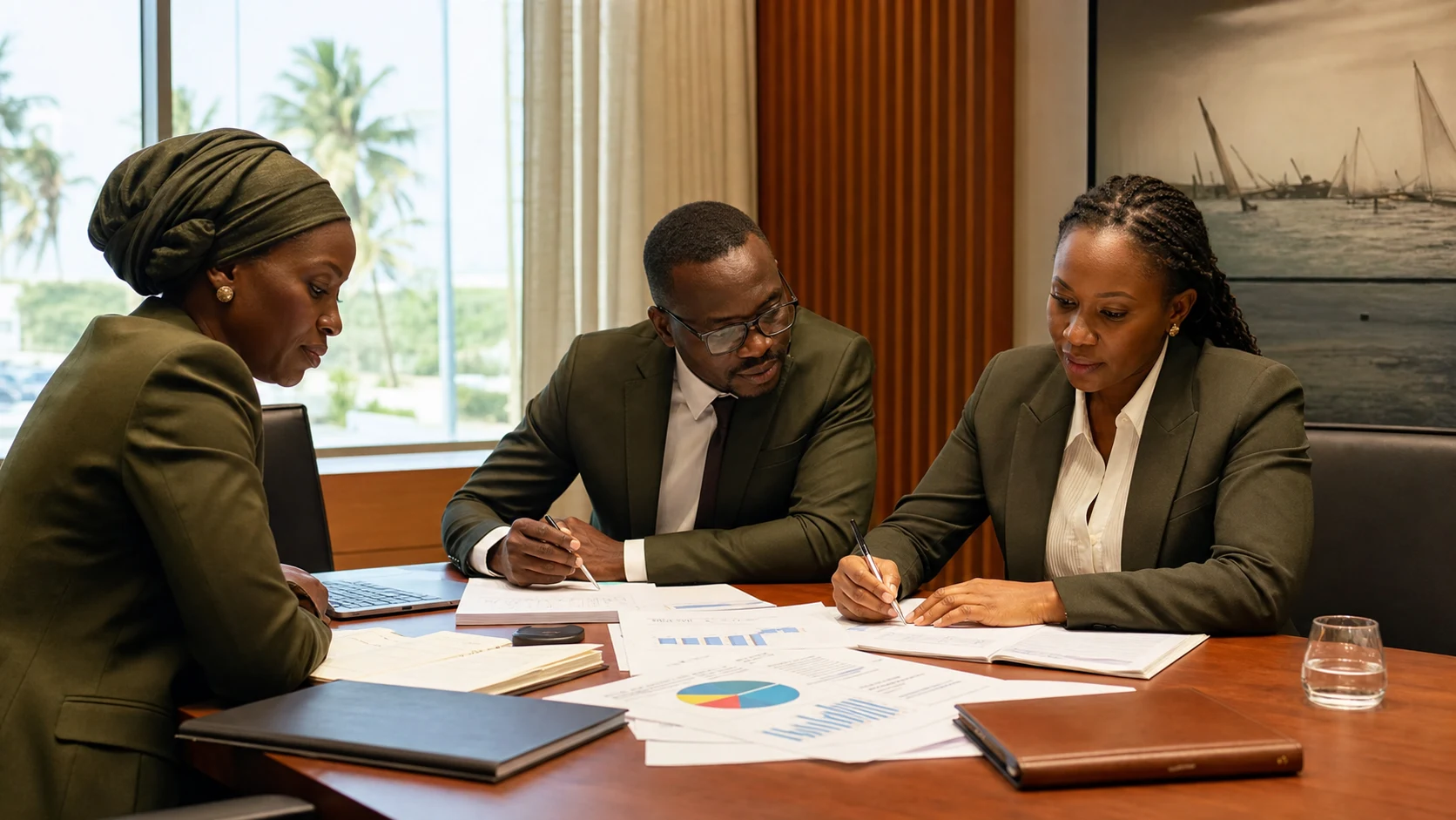 African market participants convened in a council chamber