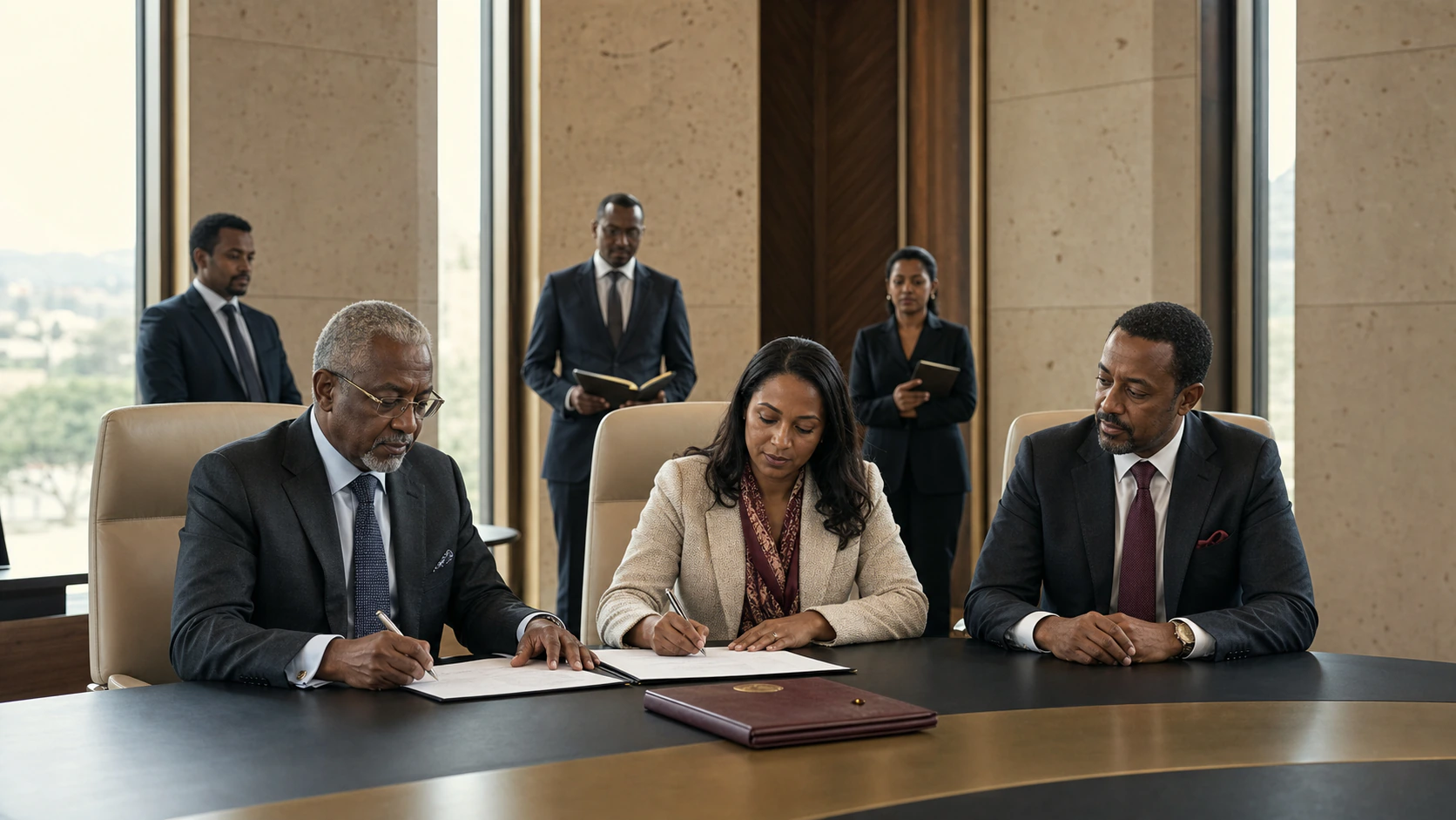 Exchange principals signing a verified-asset mandate